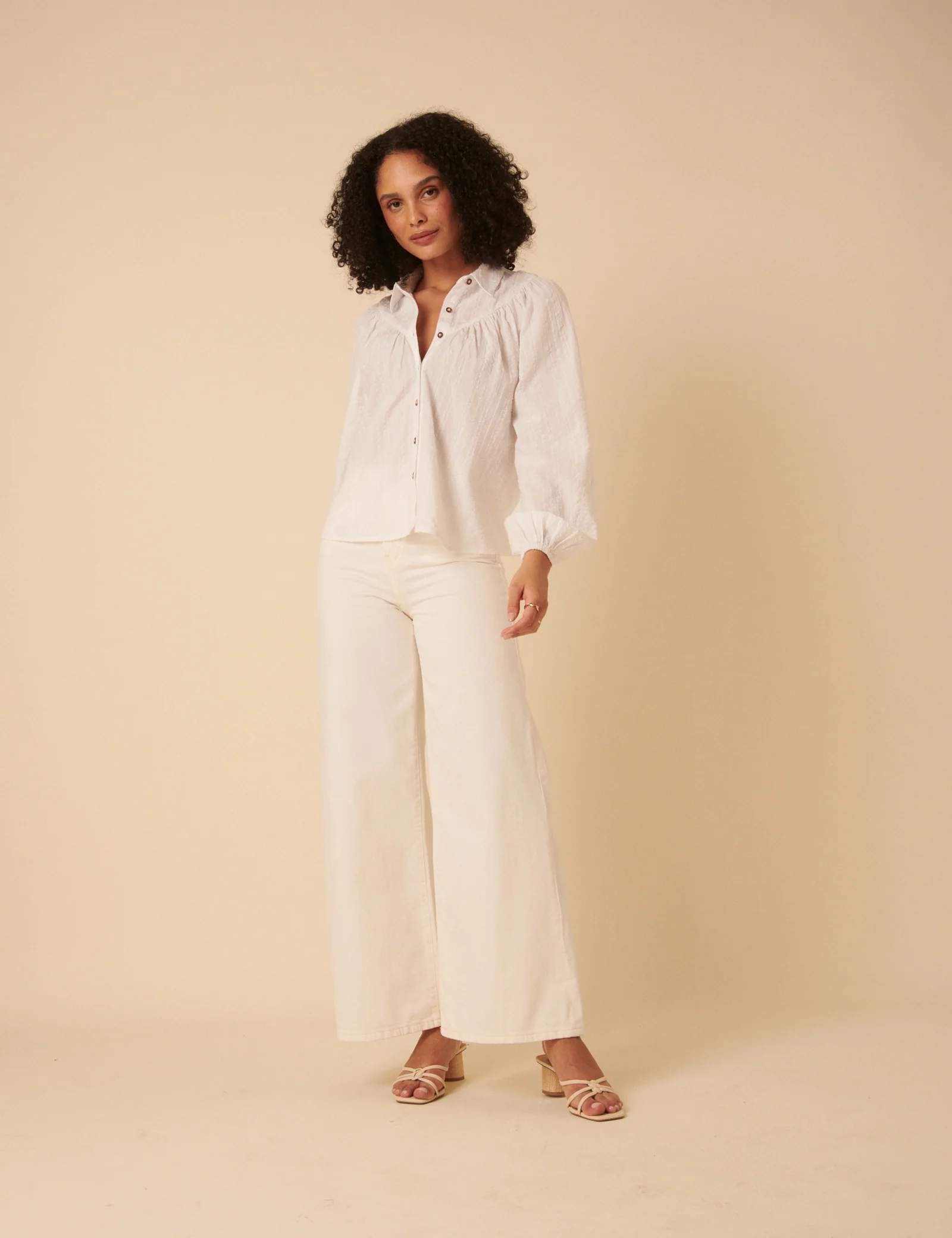 White Balloon Sleeve Blouse - Image 5