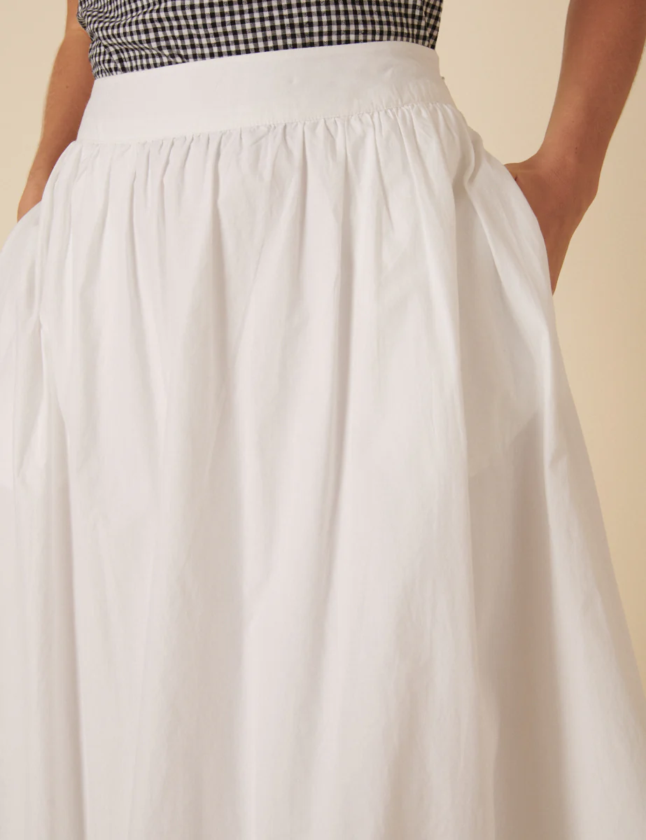White Bubble Hem Midi Skirt - Image 2