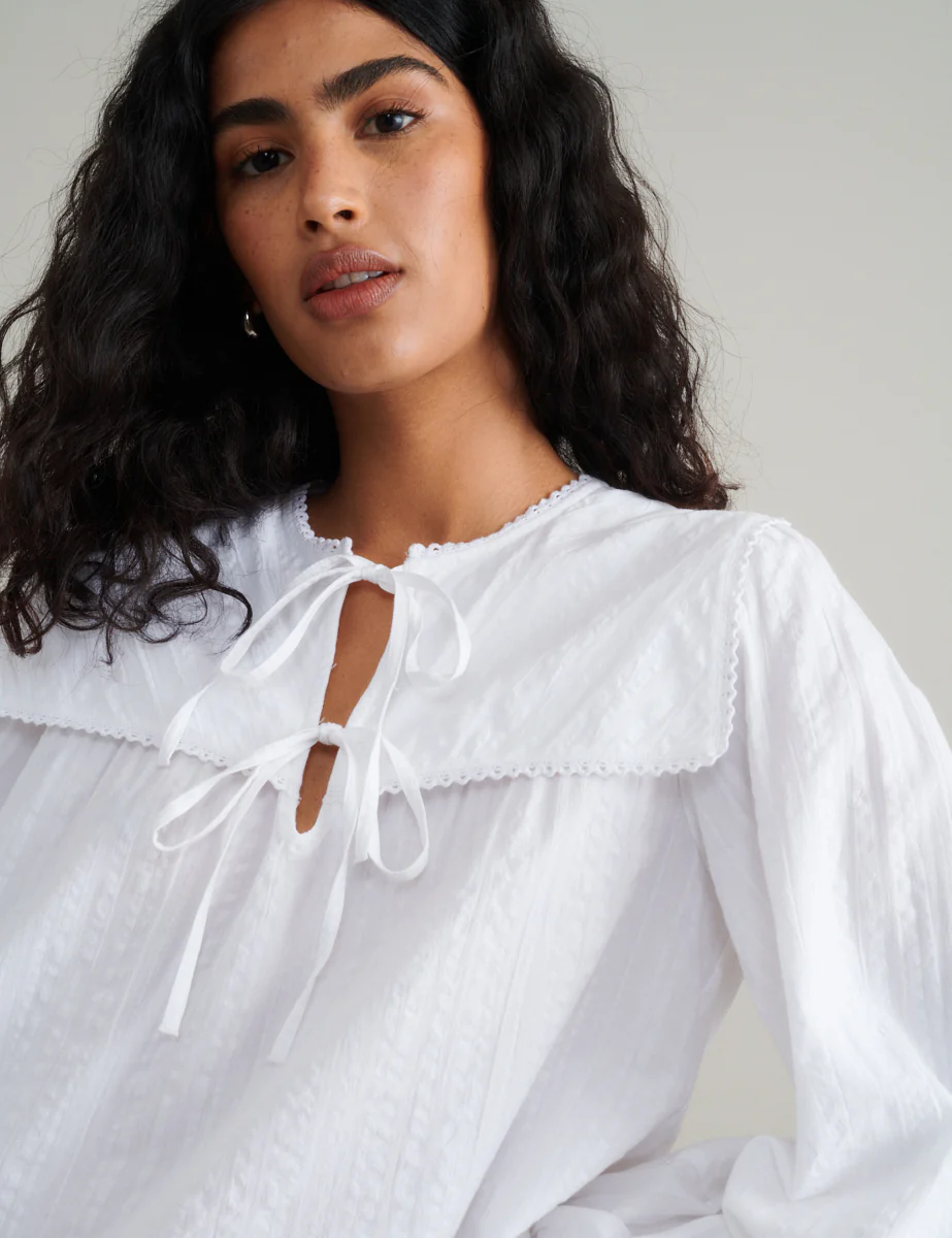 White Collar Detail Bridy Blouse - Image 3