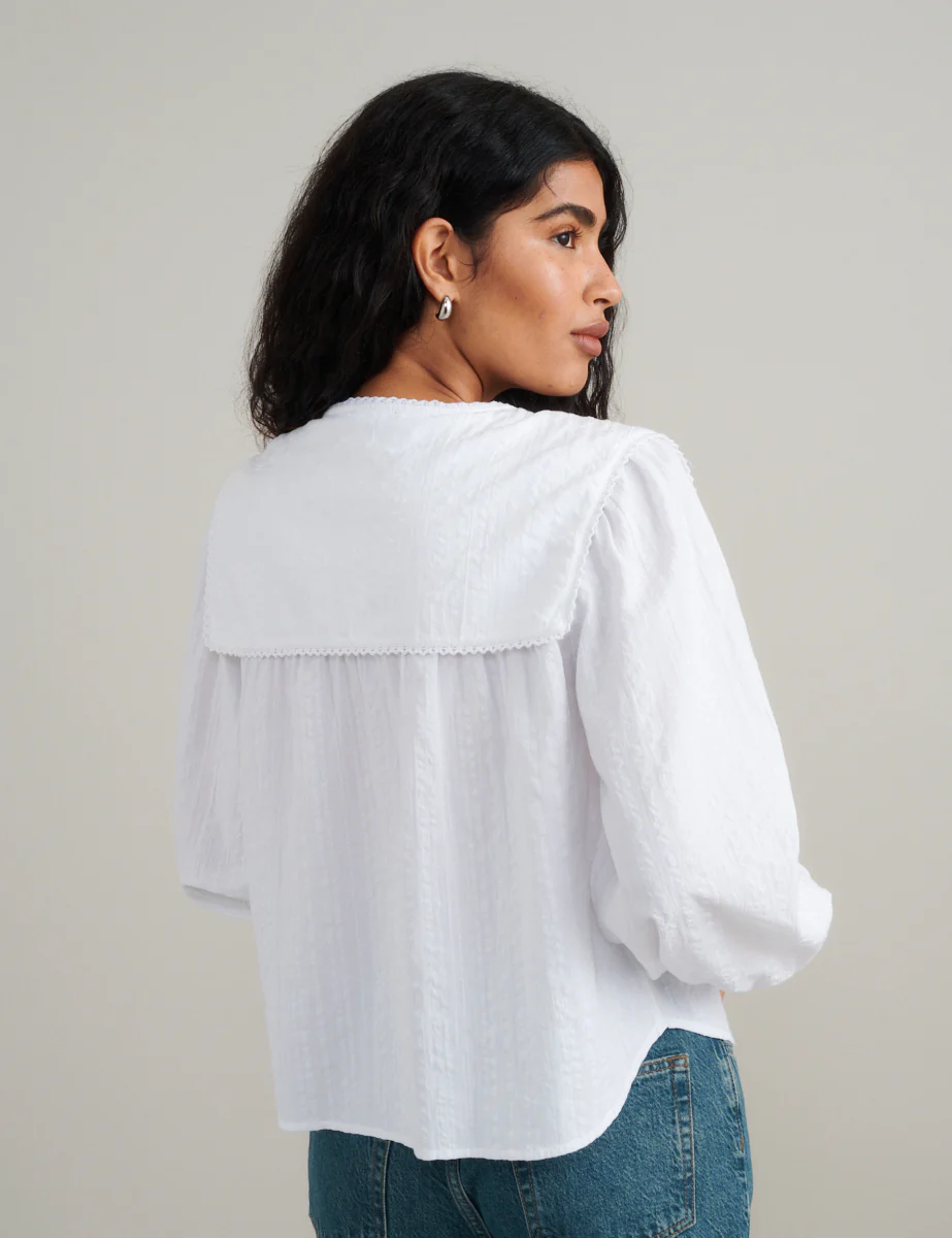 White Collar Detail Bridy Blouse - Image 4