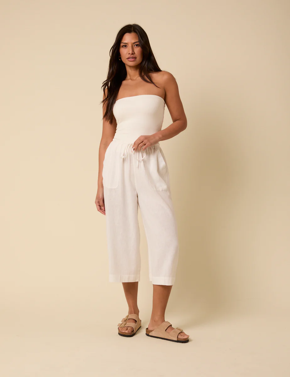 White Cropped Wide Leg Shona Trousers - Image 4