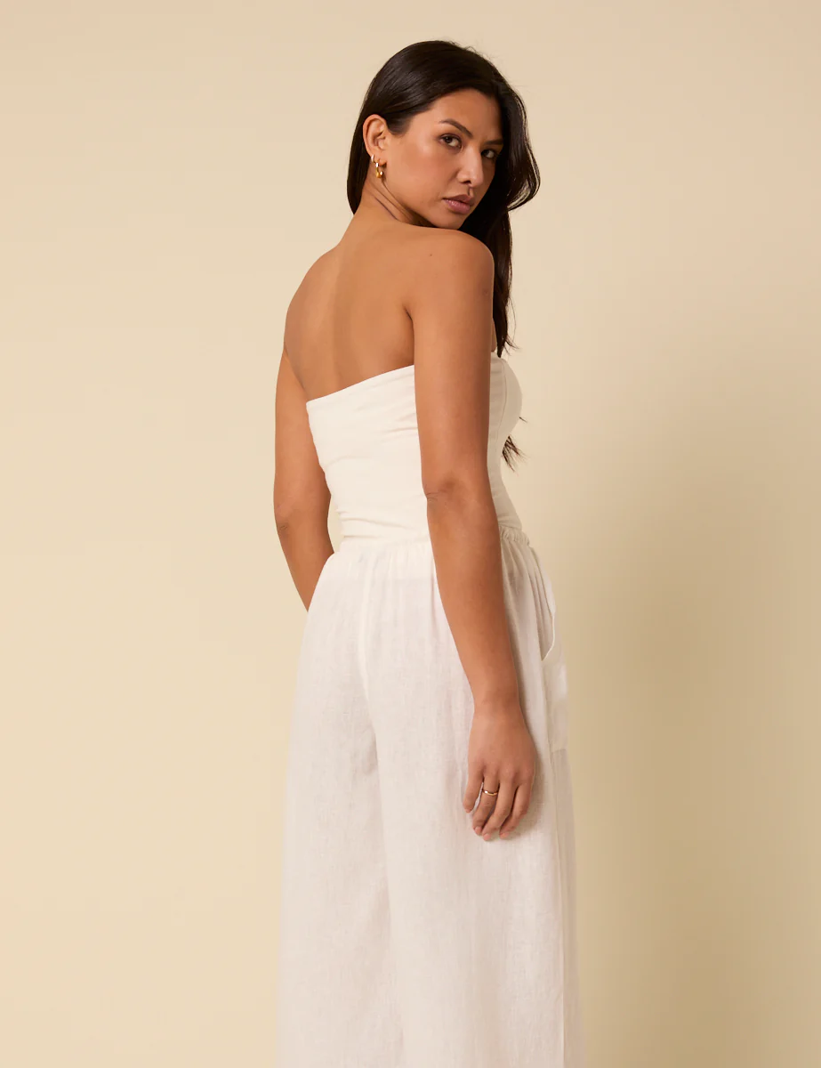 White Cropped Wide Leg Shona Trousers - Image 5