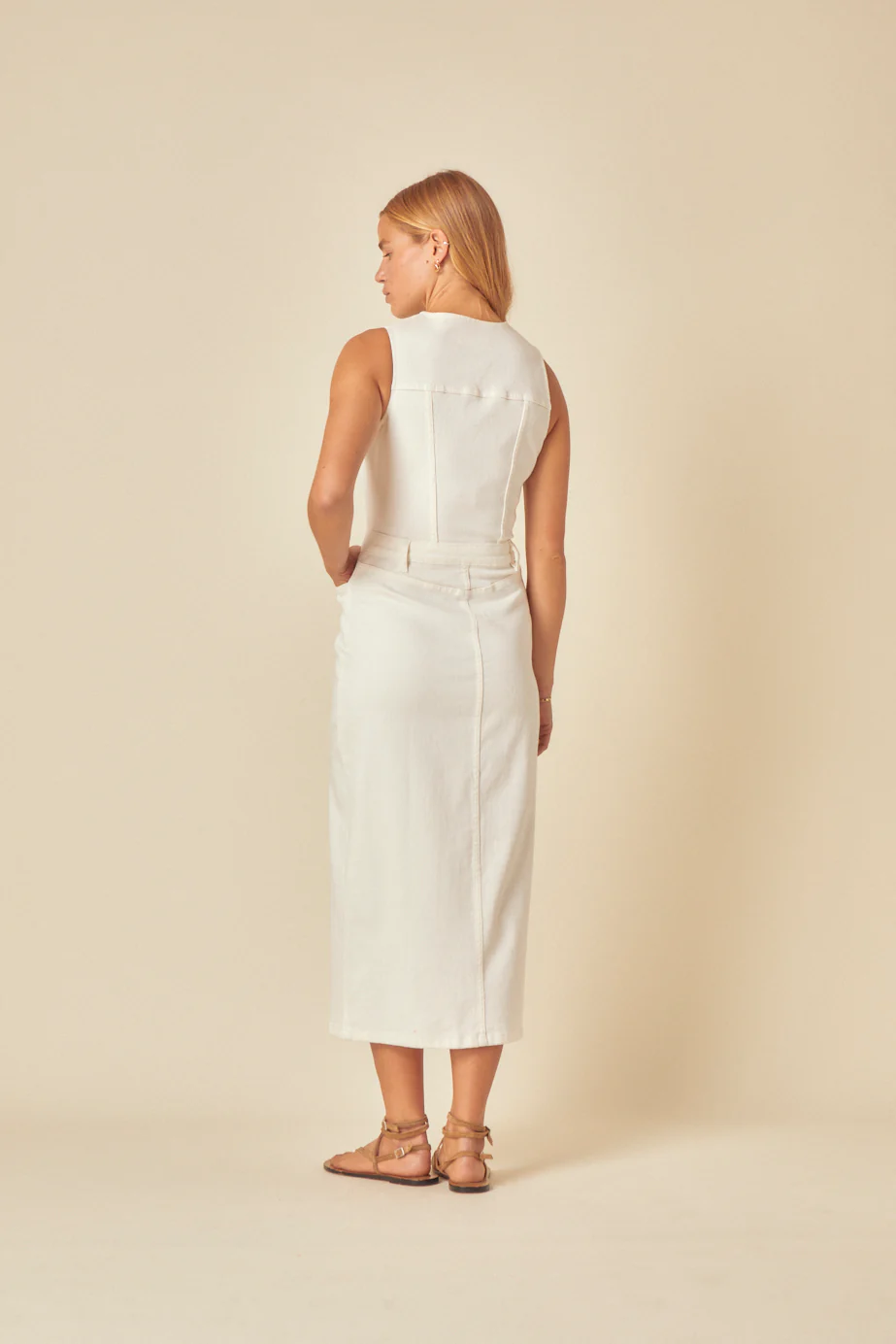 White Denim Mayflower Midi Dress - Image 4