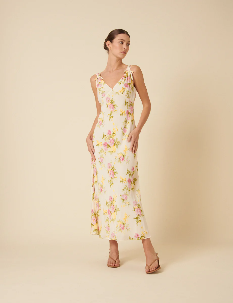 White Floral Hazel Midi Dress - Image 3