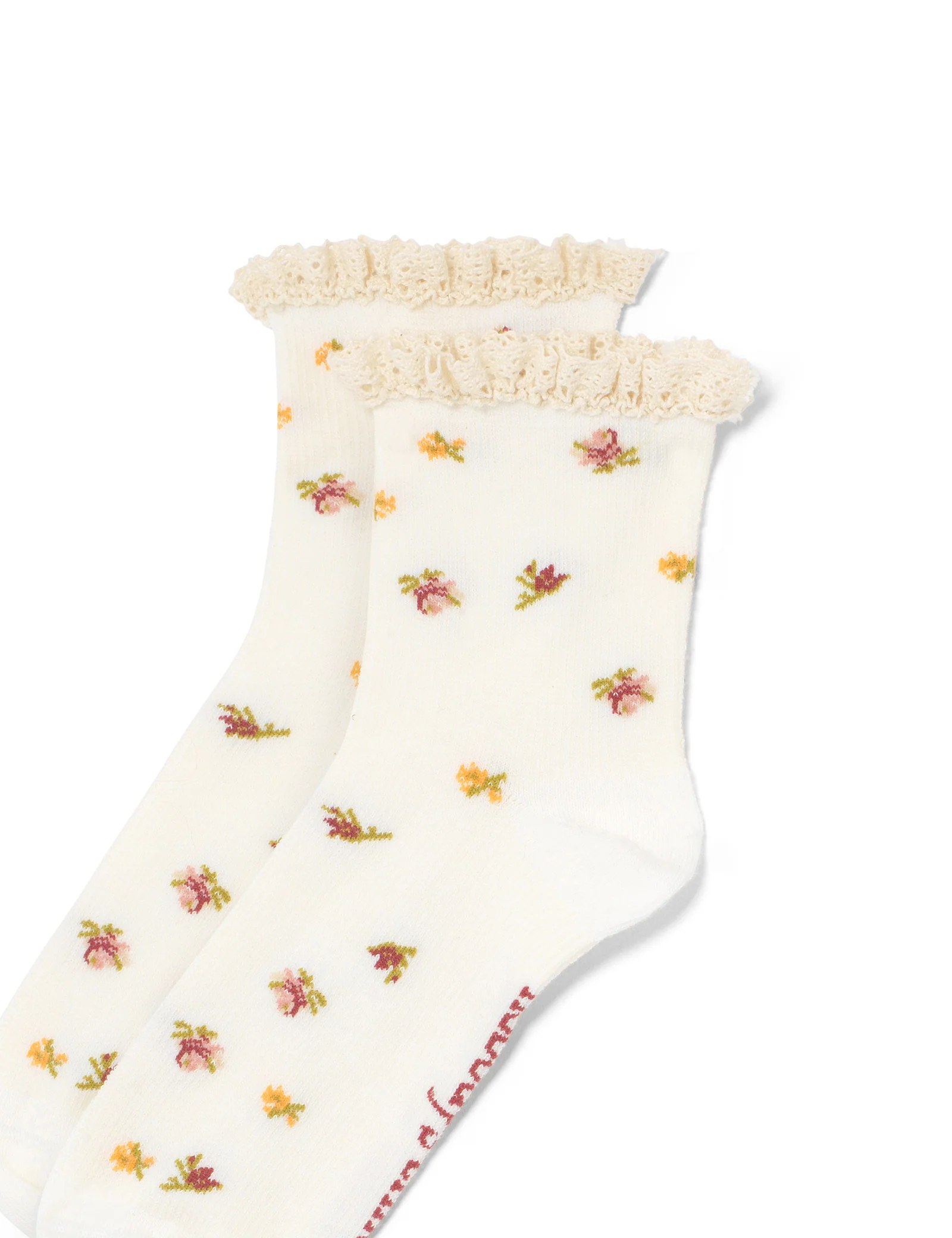 White Floral Lace Socks - Image 2