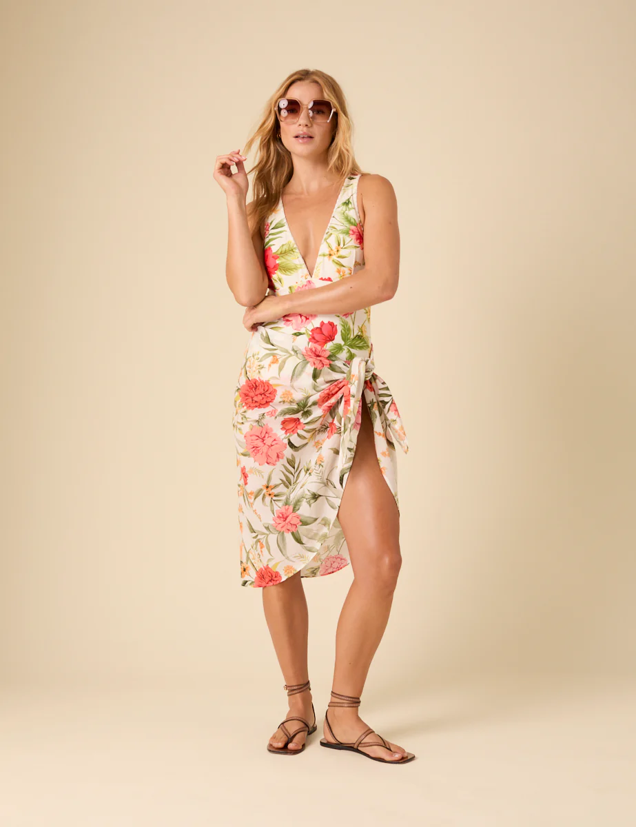 White Floral Sarong - Image 3