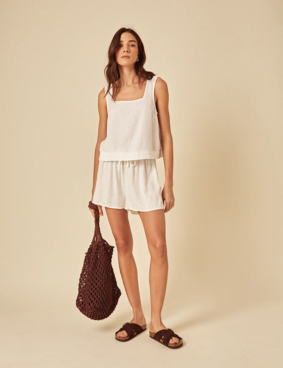 White Drawstring Shorts - Image 3