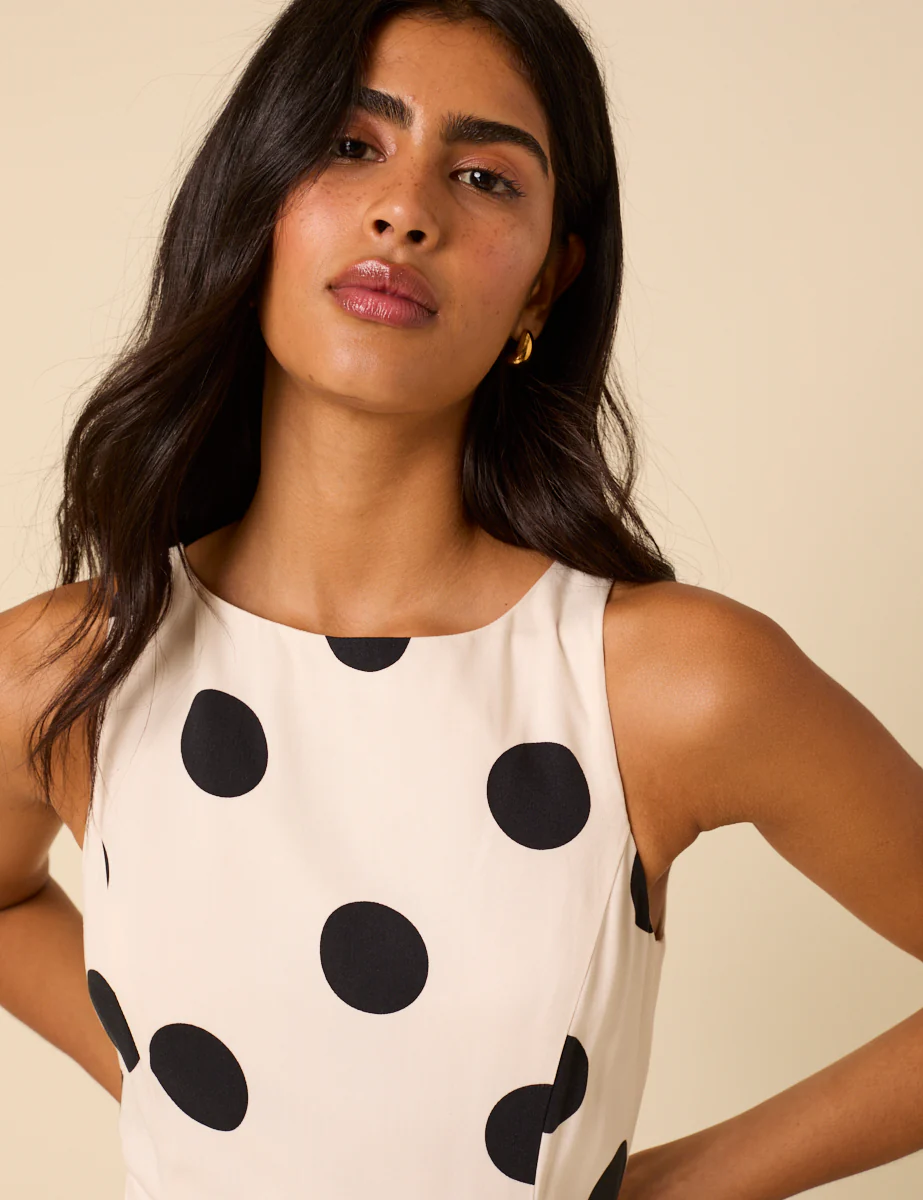 White Polka Dot Kyla Midi Dress - Image 3