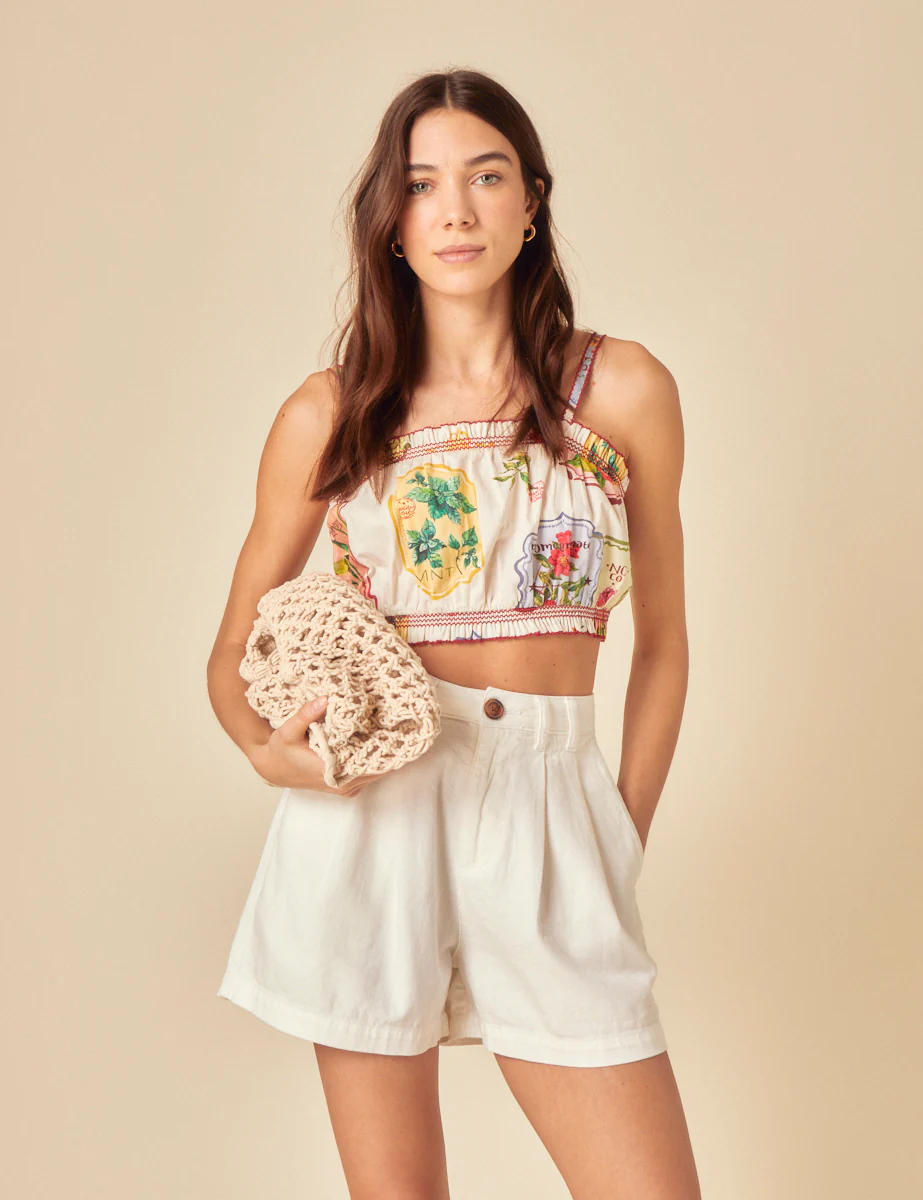 White Printed Crop Top - Image 3