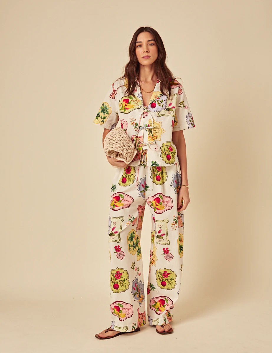 White Printed Trousers