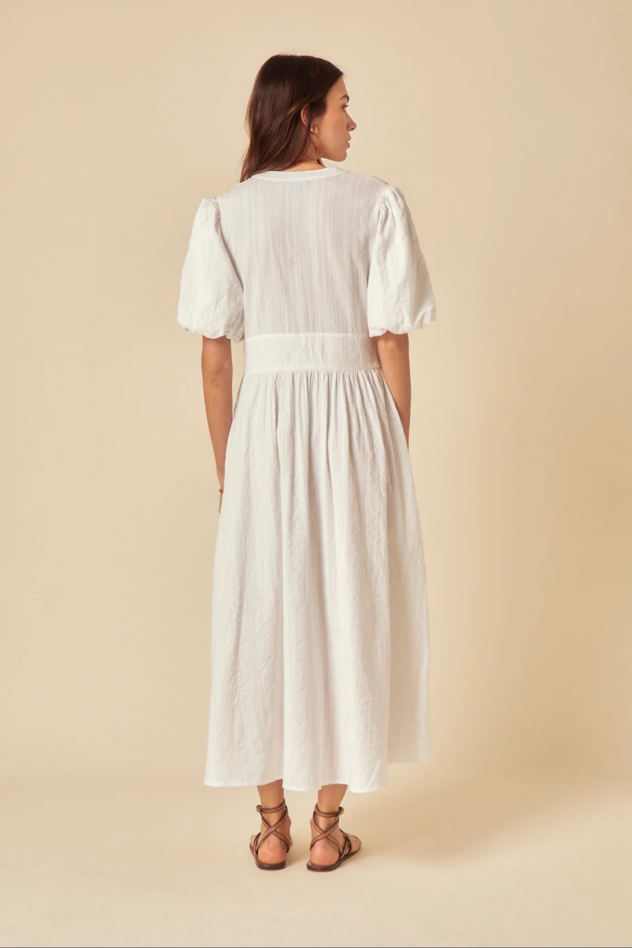 White Short Sleeve Starlight Midi Dress - Image 4