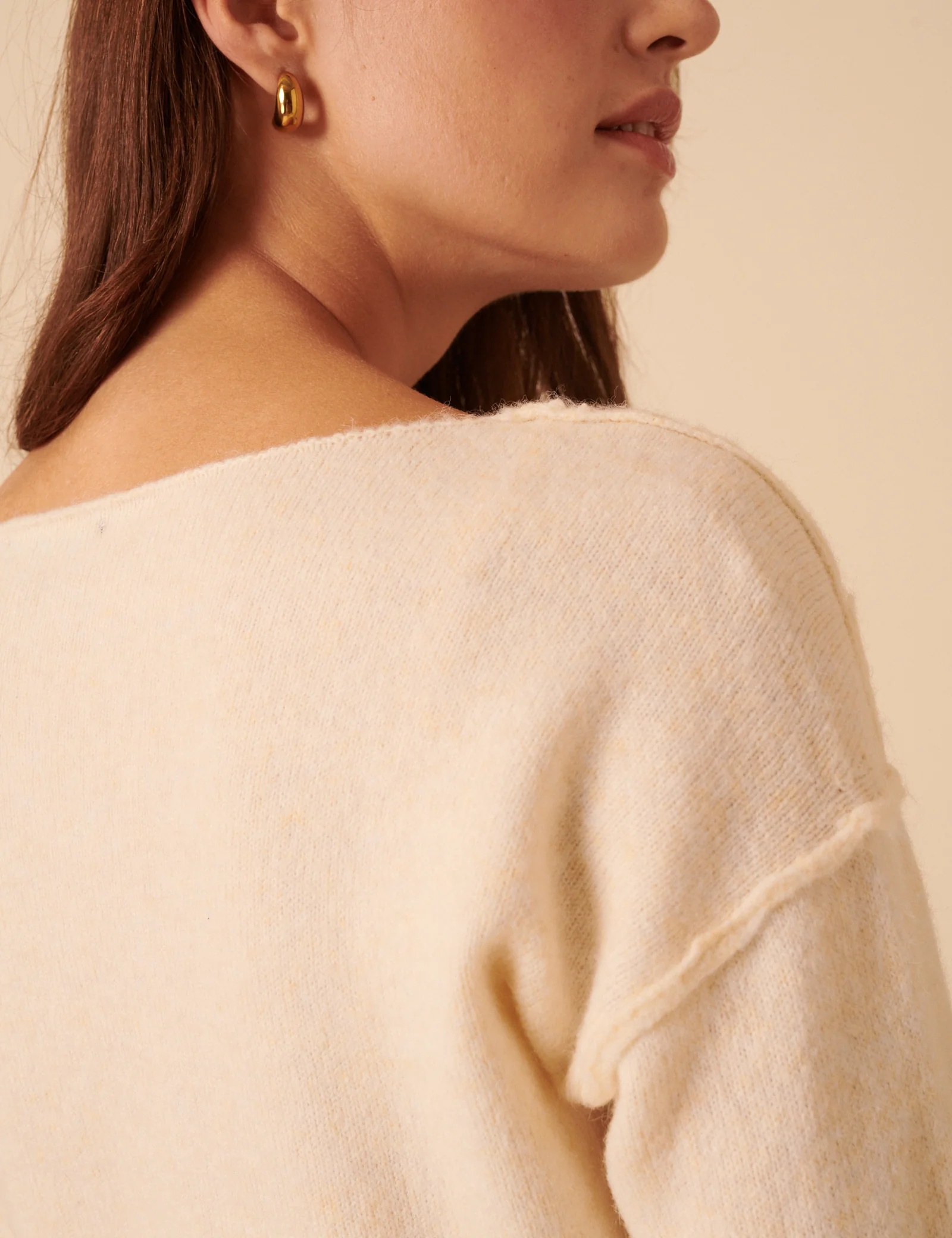 White Slash Neck Knitted Jumper - Image 4