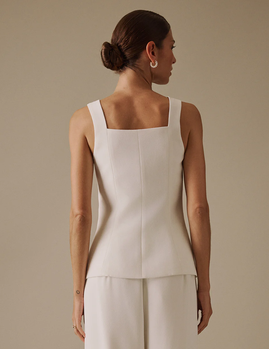 White Square Neck Jaia Bridal Waistcoat - Image 4