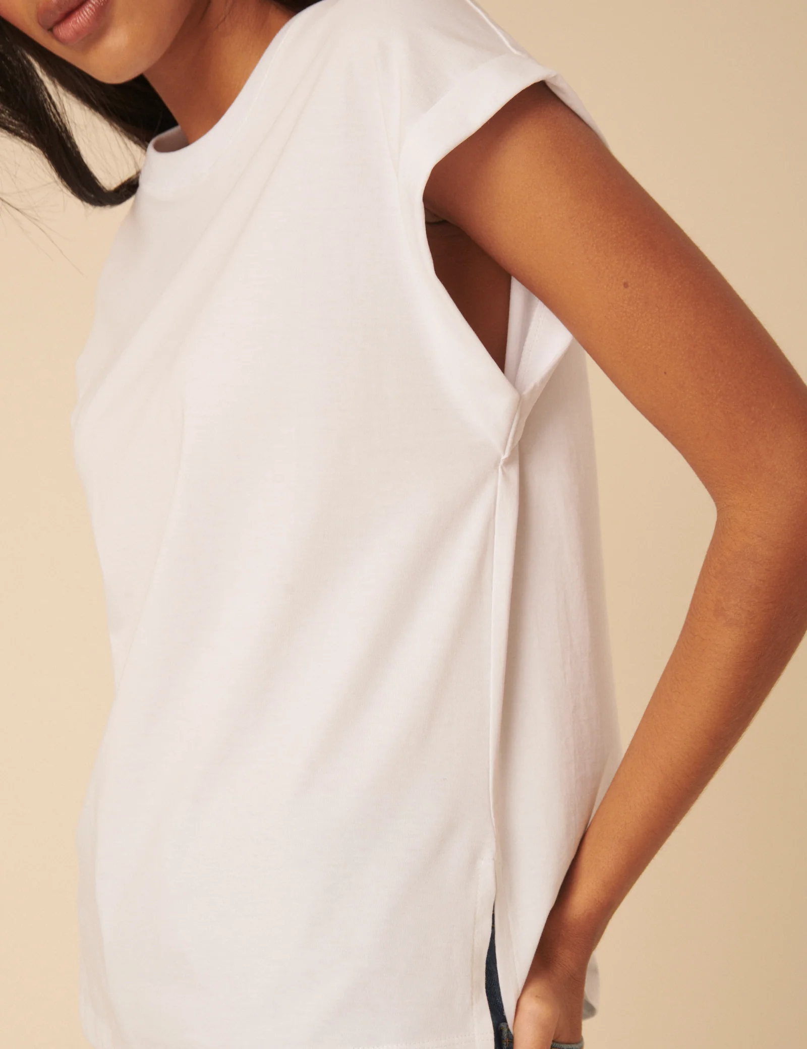 White Cap Sleeve T-Shirt - Image 5
