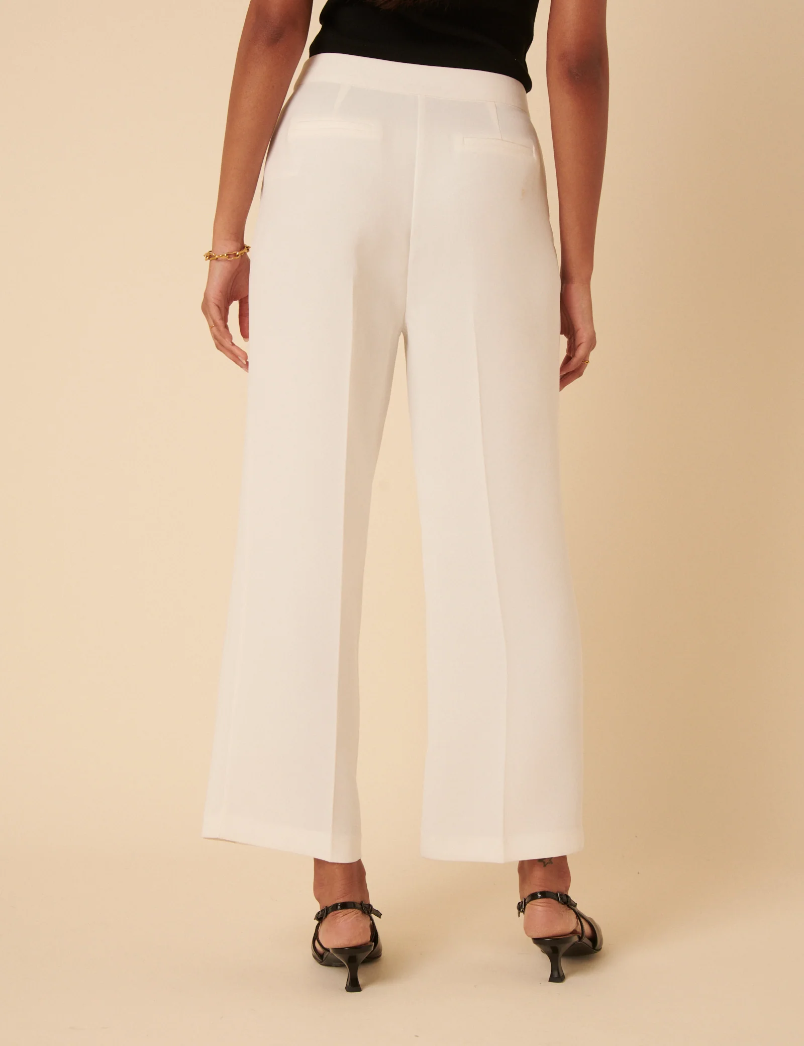 White Tailored Cropped Trousers - Image 5