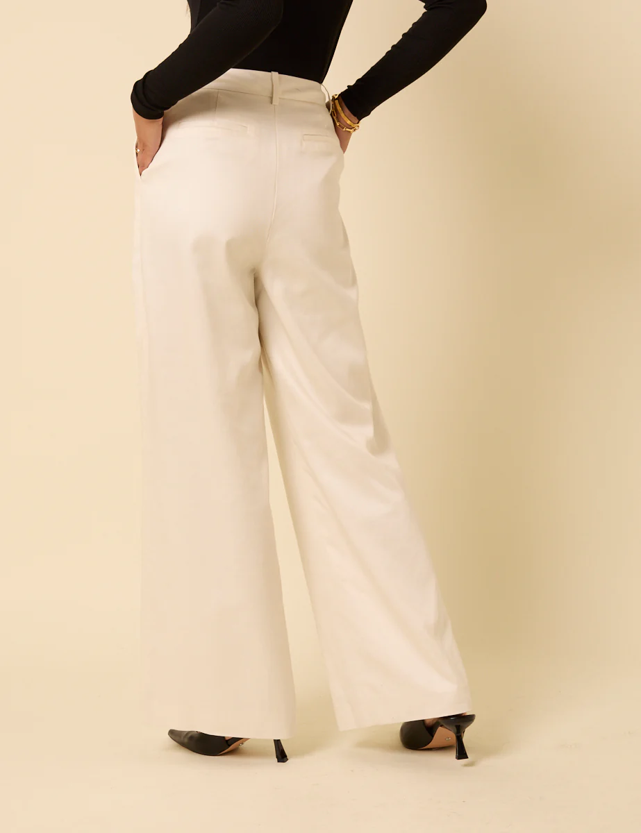 White Tailored Wide Leg Trousers - Image 5