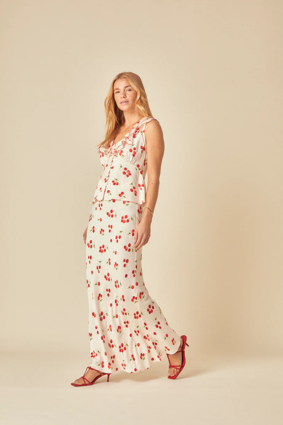 White Tomato Print Maxi Skirt - Image 2
