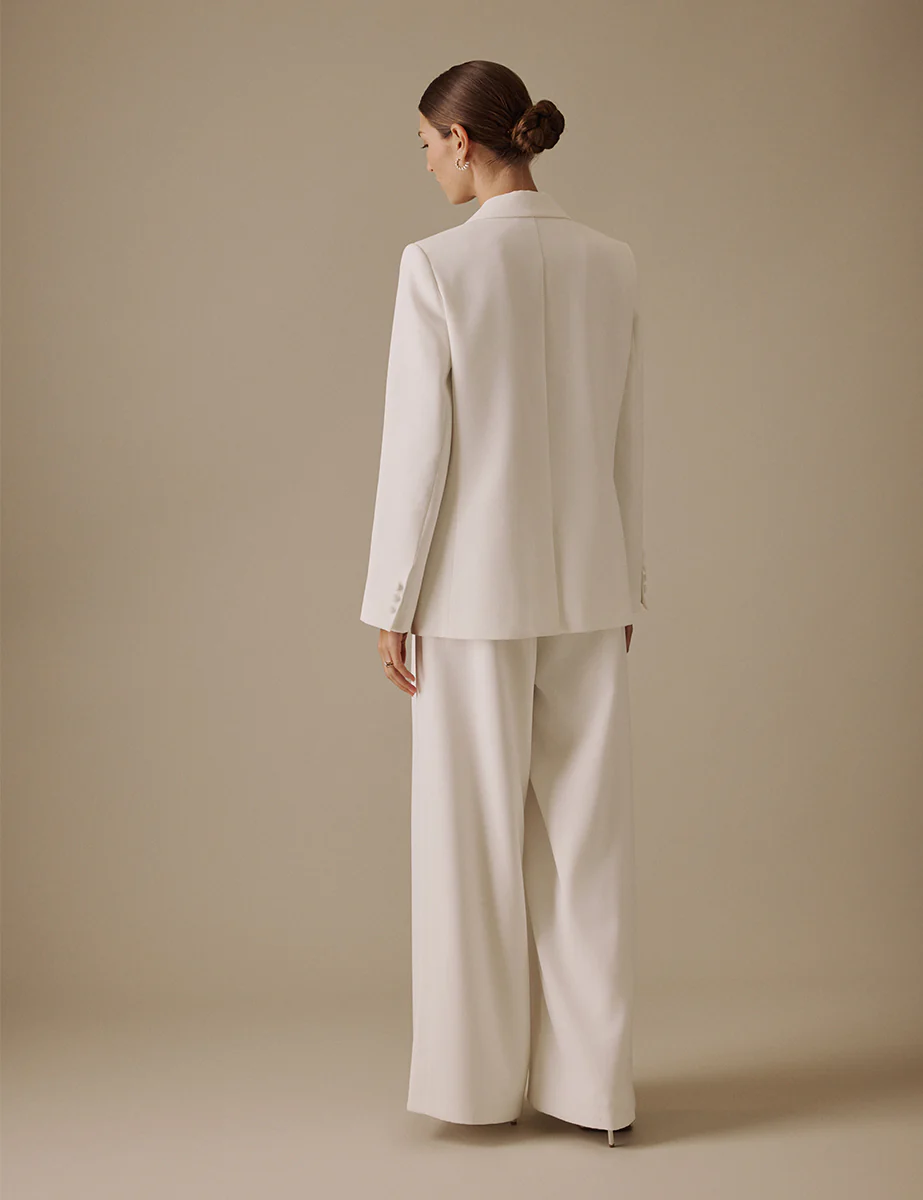 White Wide Leg Viera Bridal Trousers - Image 4