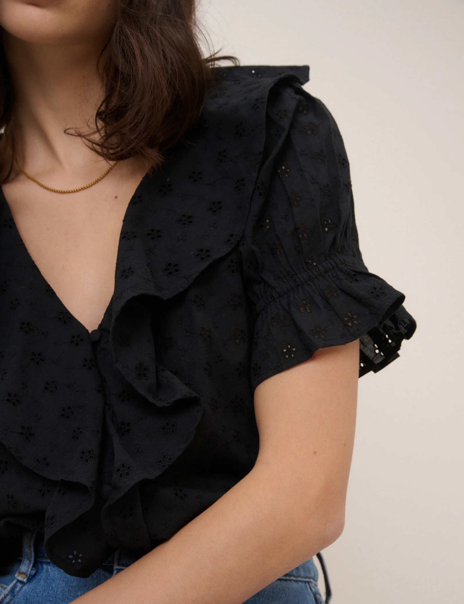 Black V-Neck Whitney Blouse - Image 2