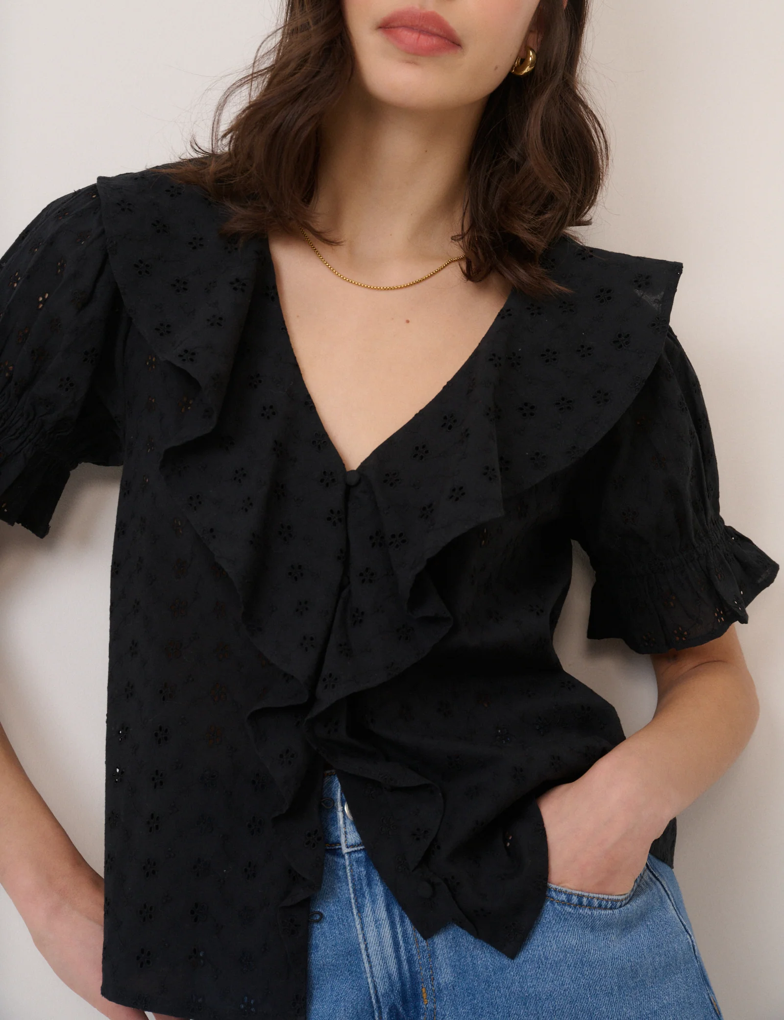 Black V-Neck Whitney Blouse - Image 3