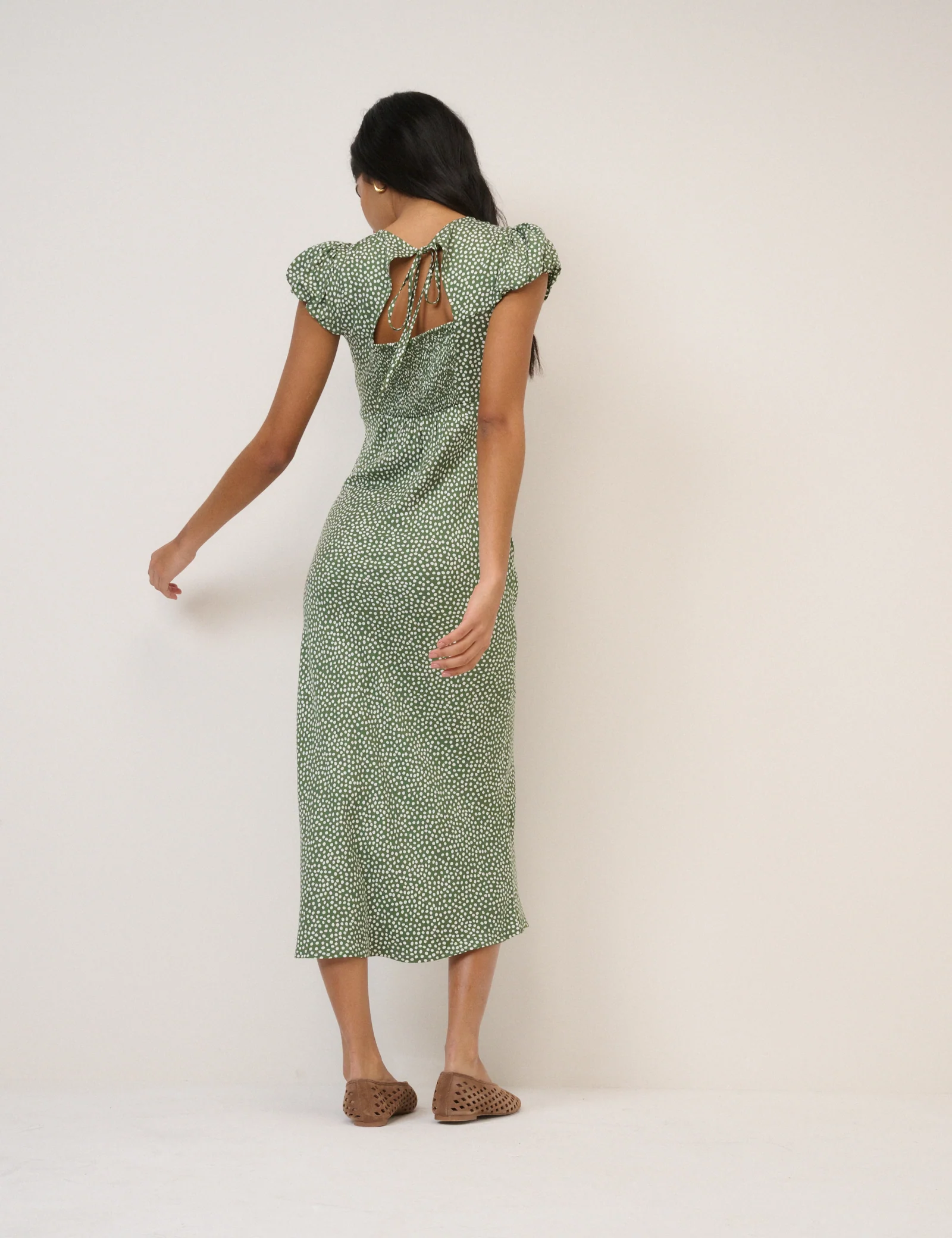 Green Polka Dot Willow Midi Dress - Image 4