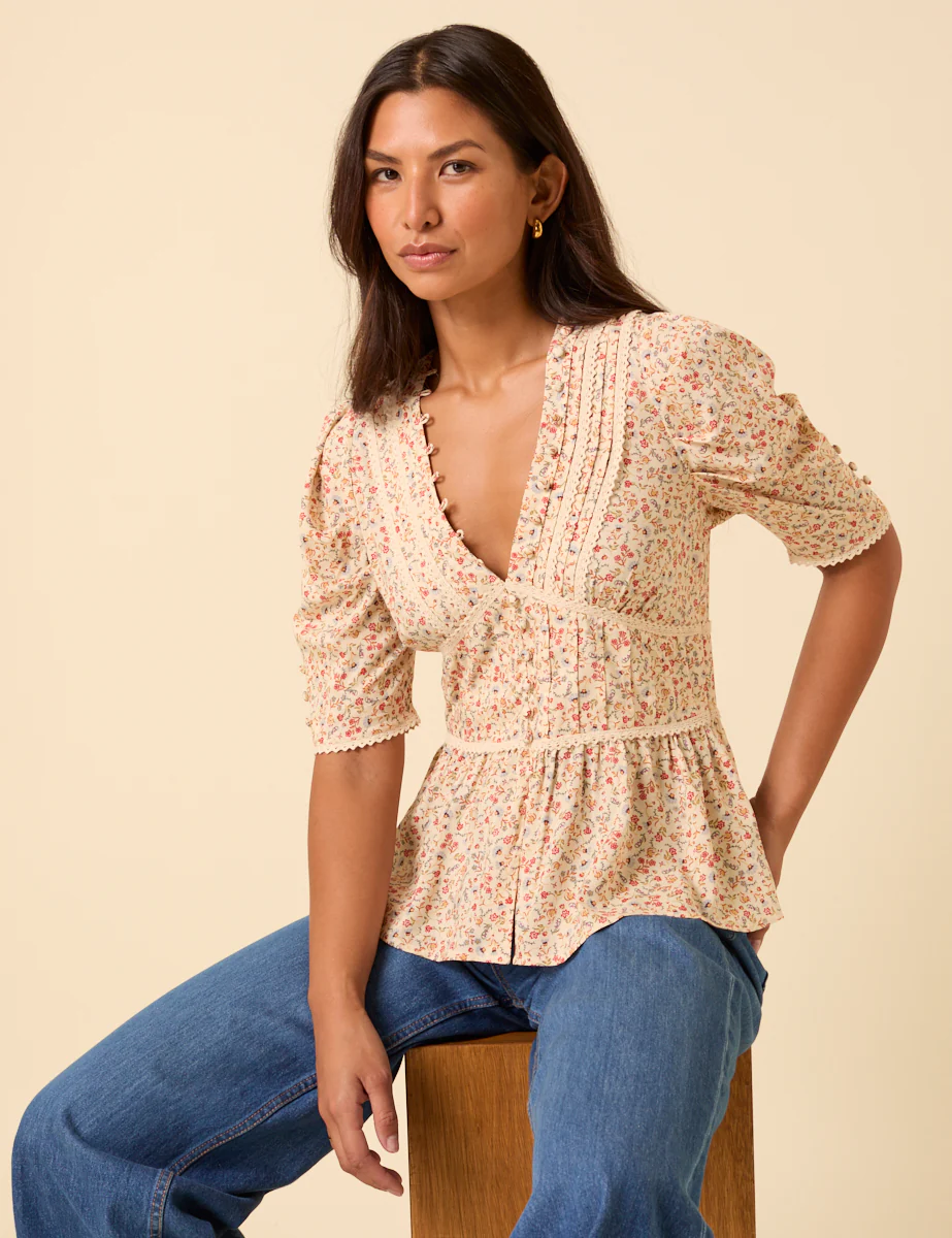 Yellow Ditsy Floral Top - Image 4