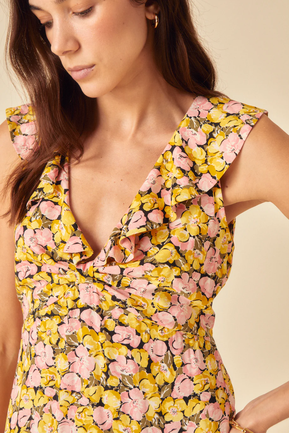 Yellow Floral Beck Midi Dress - Image 2