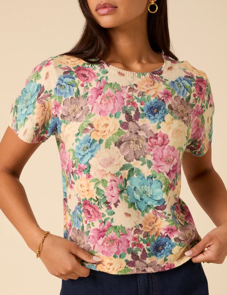 Floral Knitted Short Sleeve Top - Image 4