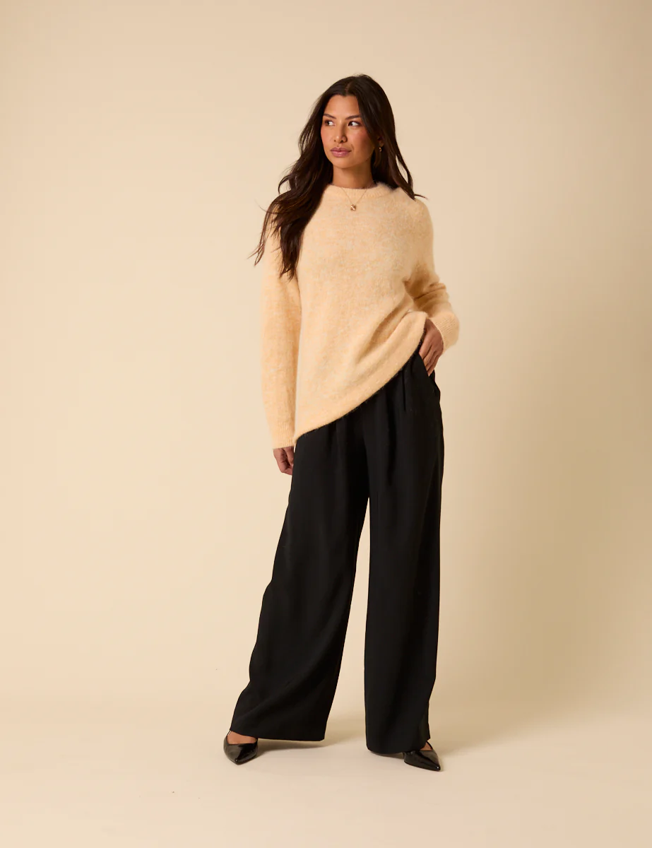Butter Yellow Fluffy Alpaca and Wool Blend Oversized Jumper - Image 2